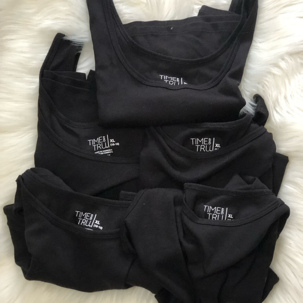 Time and Tru Black Tank Top - Pack of 5 - NWOT